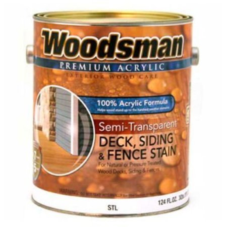GENERAL PAINT Woodsman 100% Acrylic Semi-Transparent Deck, Siding & Fence Wood Stain, Cedar, Gallon - 149309